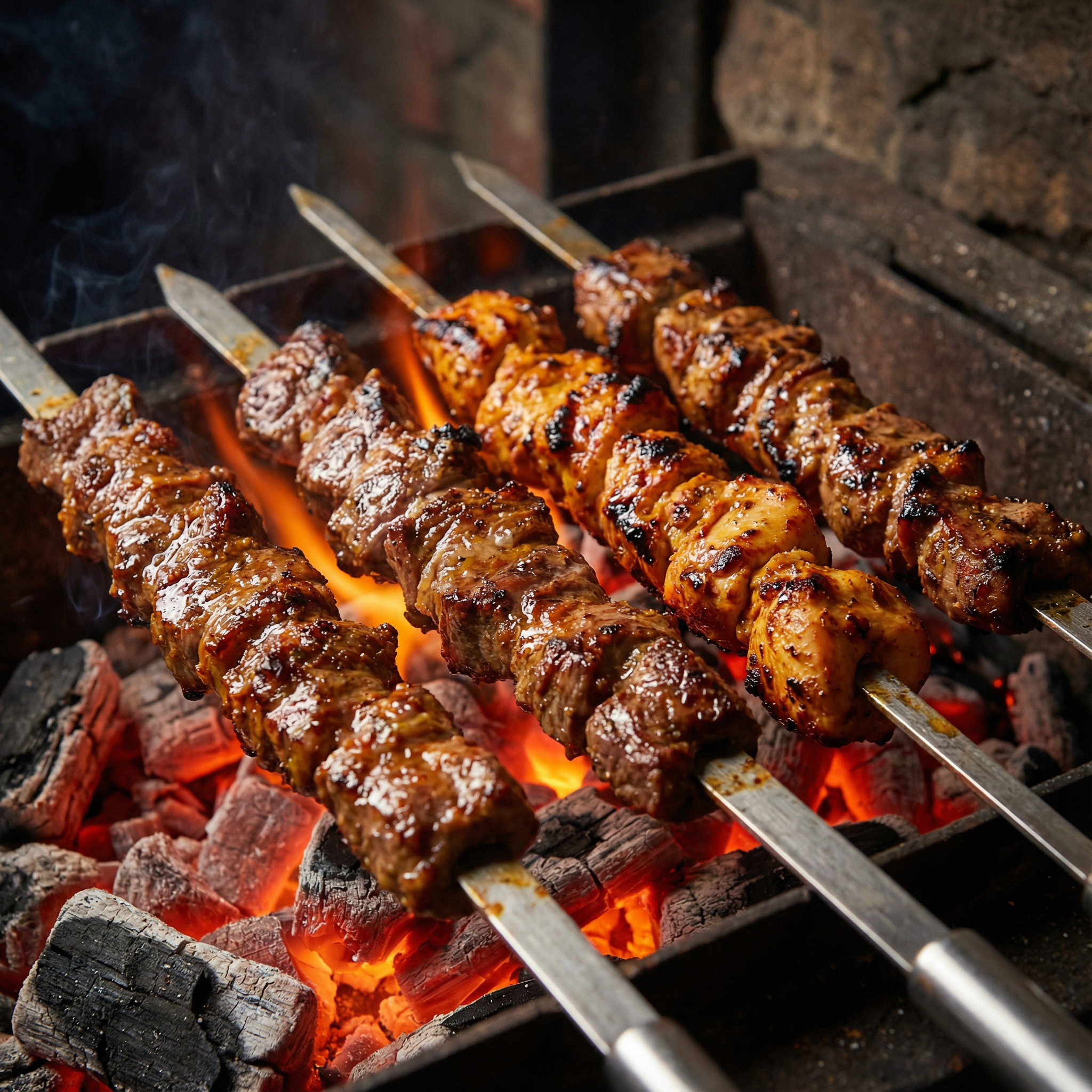شواء لحم على فحم حرارة الطبيعي